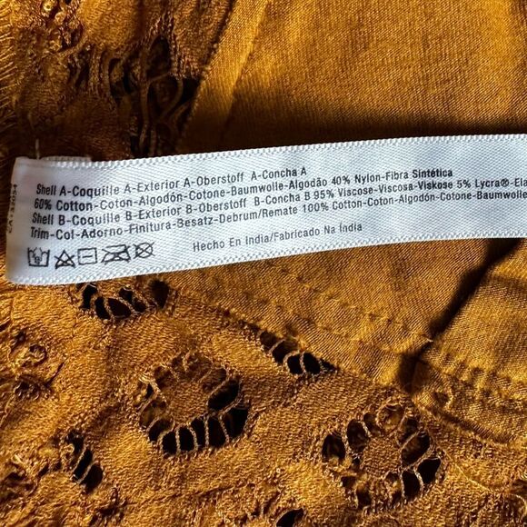 Free People Adella Women’s Cut Yellow Long Line Lace Bralette Size M - Picture 8 of 8